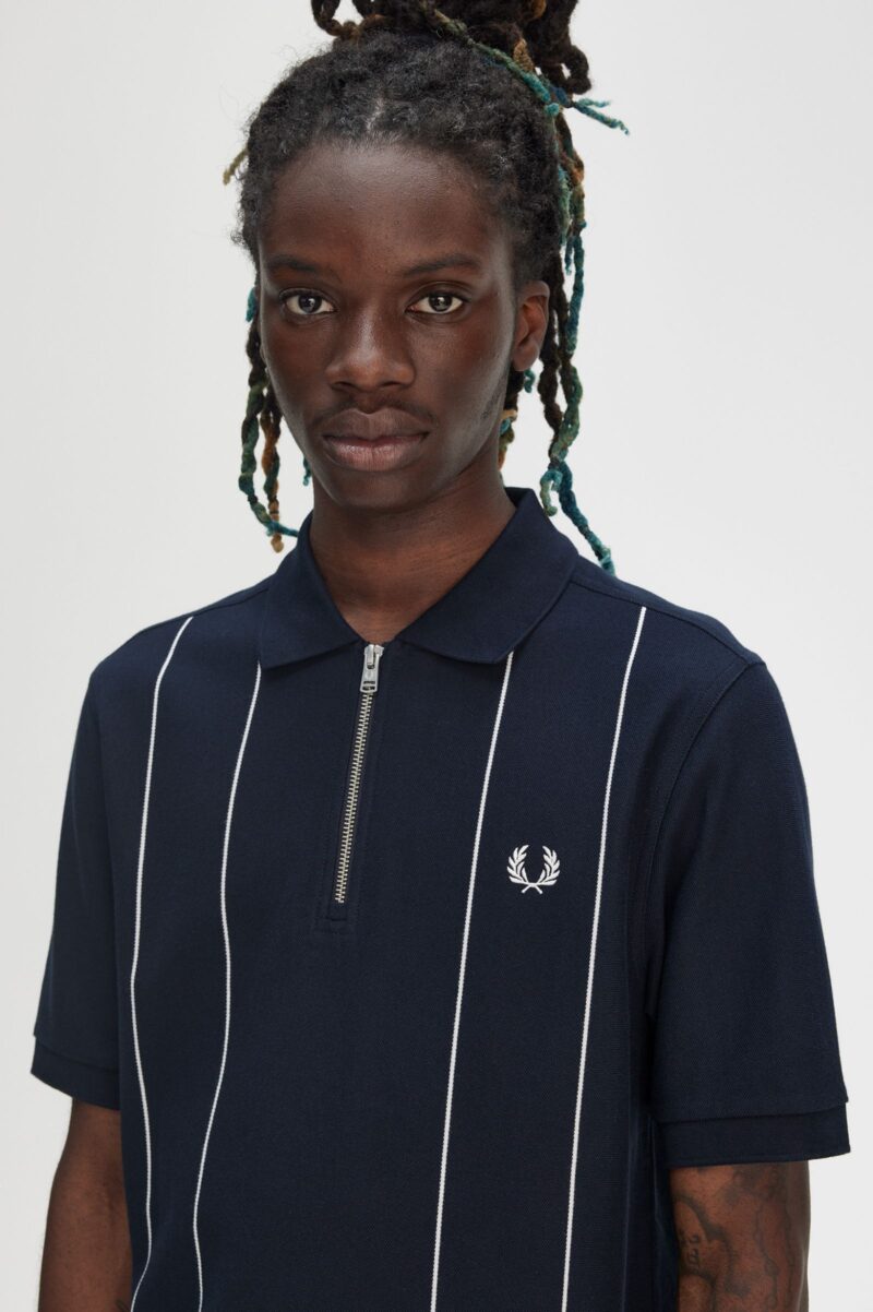 Fred Perry Polo gessata con zip sul collo M9871